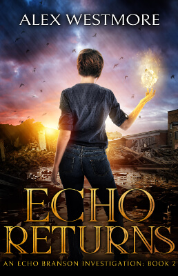 Paranormal fantasy book cover showing a girl standing in front of a destroyed city.