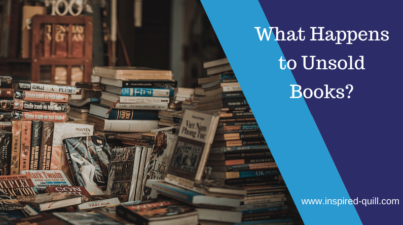 A blog feature image showing piles of old books with the title 'What Happens to Unsold Books?' over the top